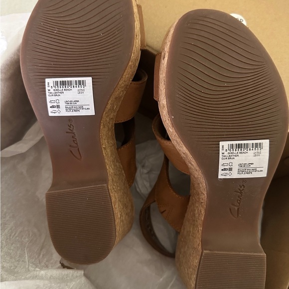 Clarks Women's Tan Wedge Sandals - Picture 3 of 4